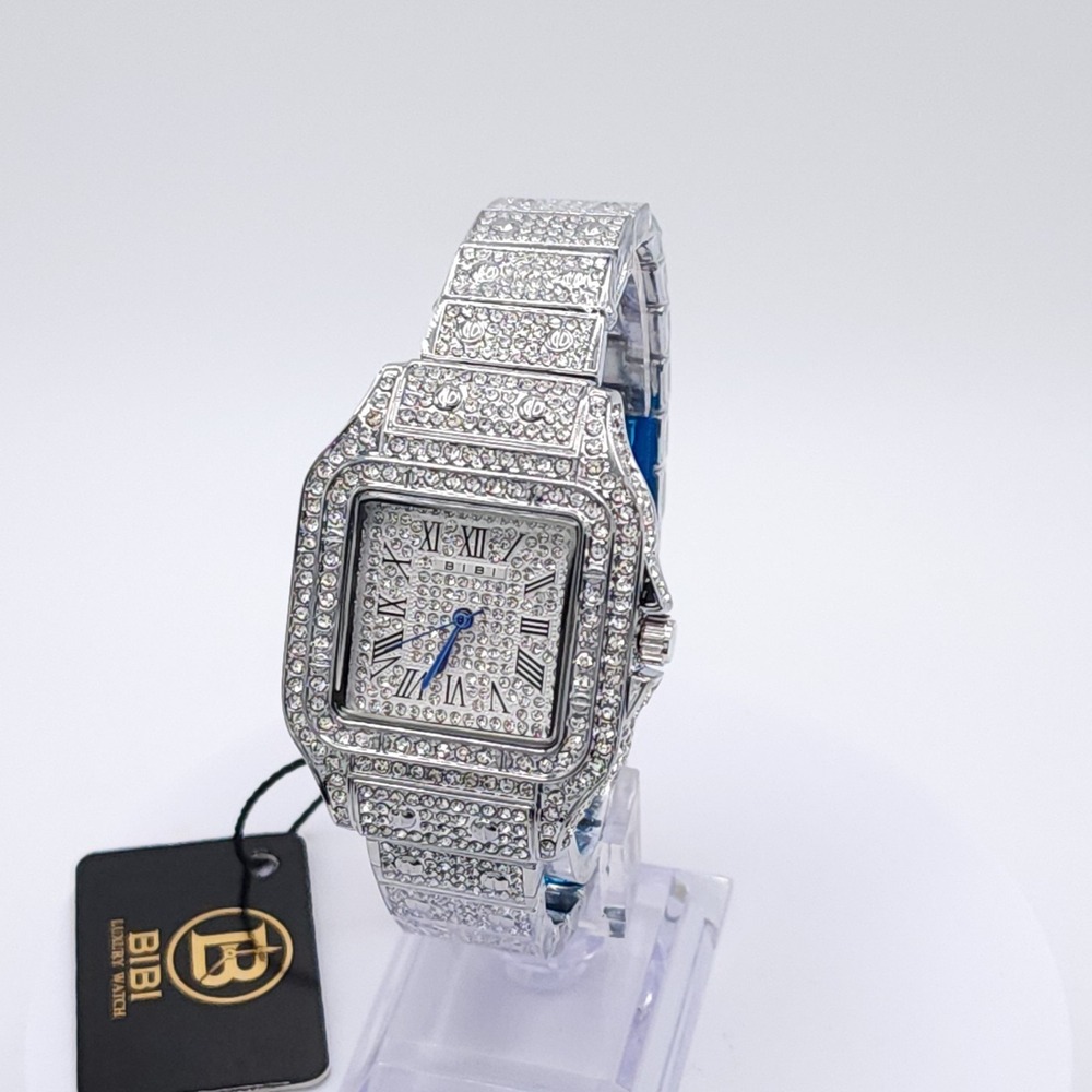 BIBI Iced Out Crystal Watch Silver 34mm - Picture 15 of 17
